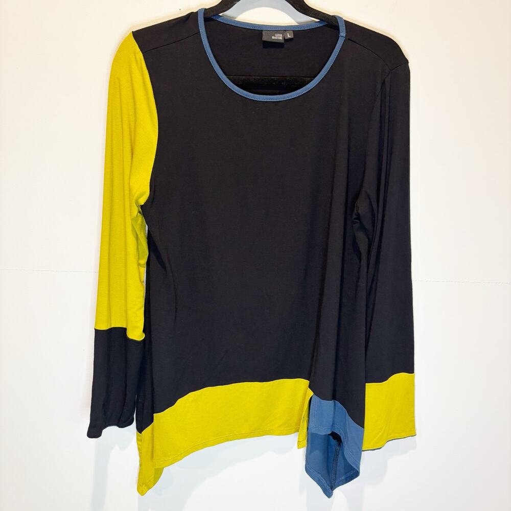Lisa Bayne Color Block Asymmetrical Tunic Top - size Large